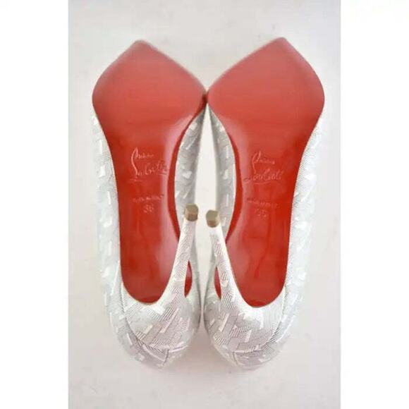 Christian Louboutin Pigalle Follies 100 Patent CL White Silver Heel Pump Shoe 36 - Picture 13 of 13